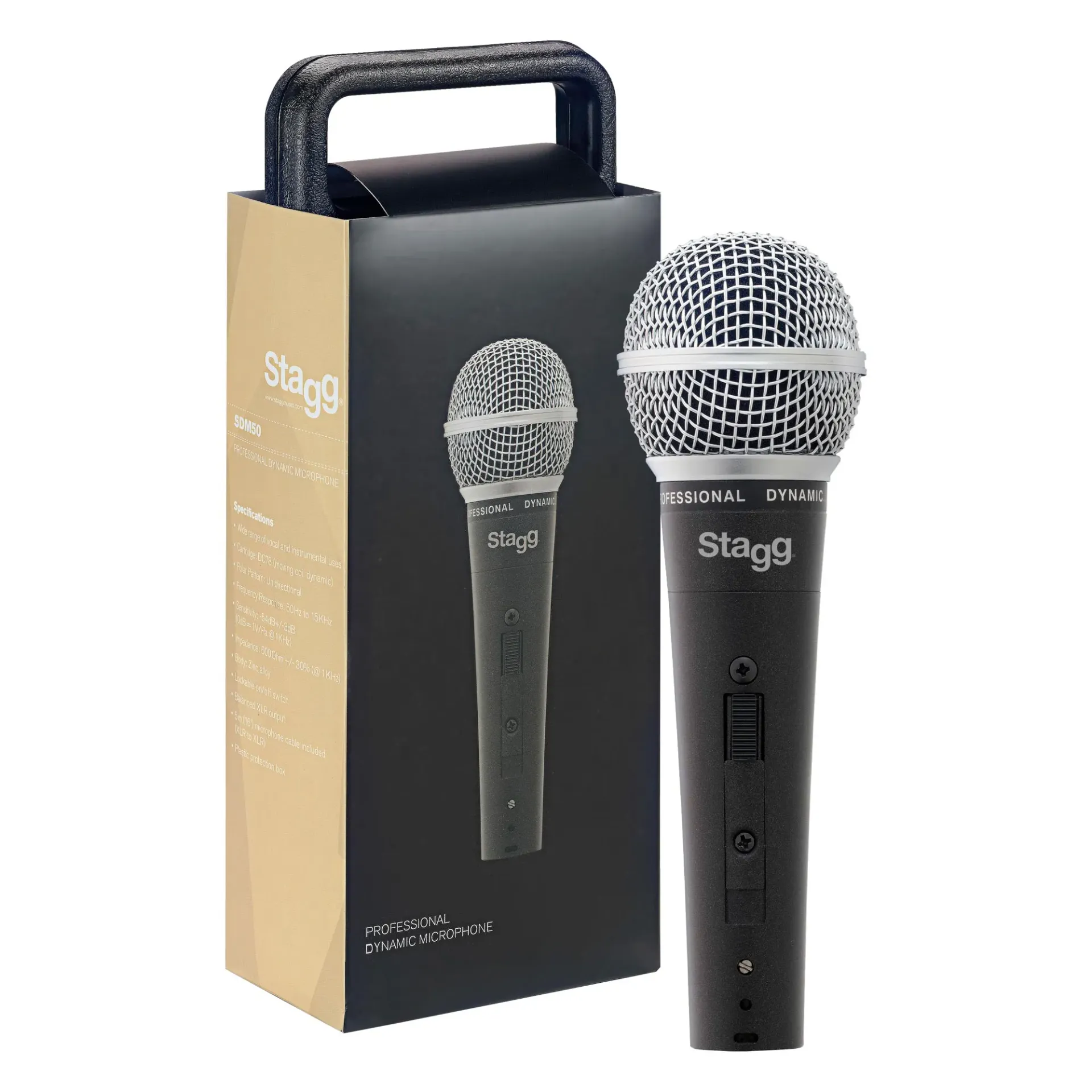 Microfone Com Fio Stagg SDM50 Dinamico Cardioide Com Cabo XLRxXLR