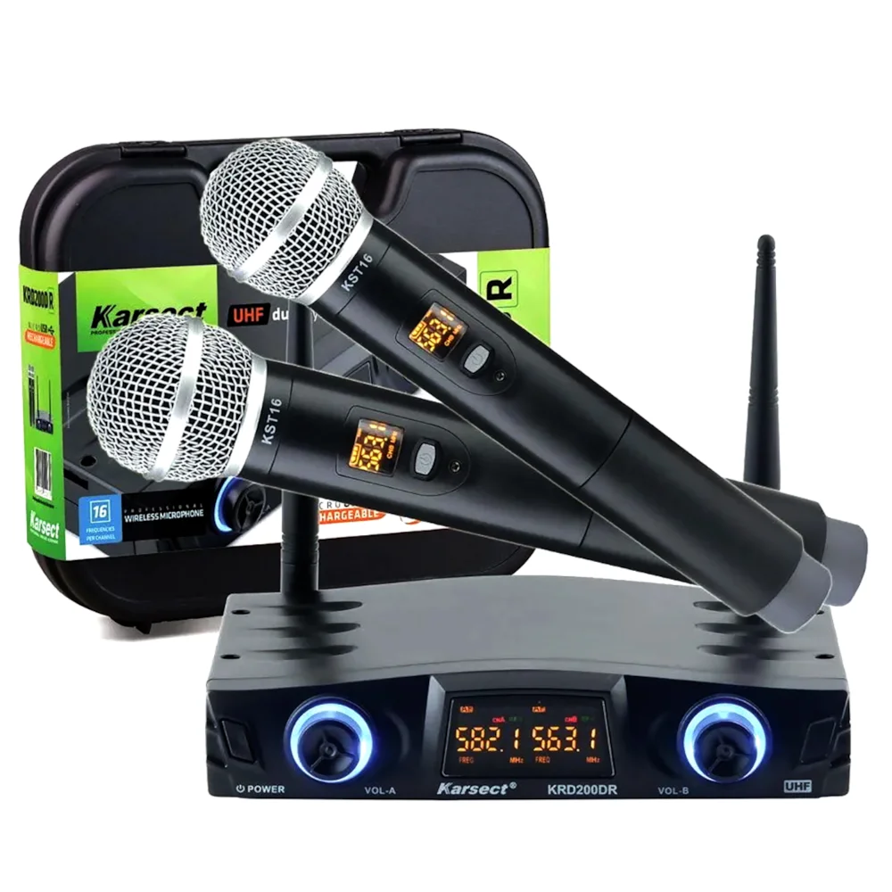 [25074] Microfone Sem Fio Karsect KRD200DR Duplo Mao