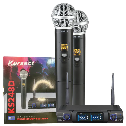 [26361] Microfone Sem Fio Karsect KS248DM Duplo Mao