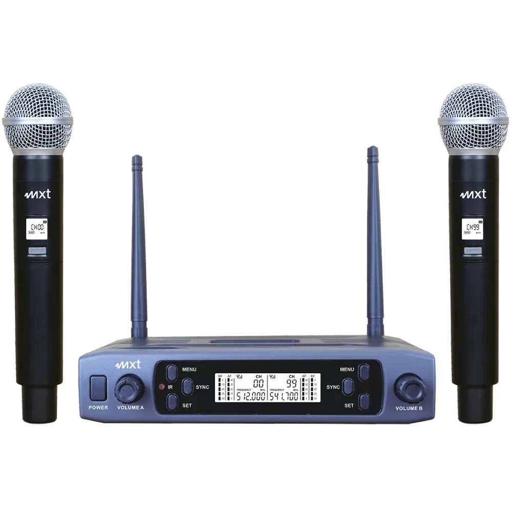 [26130] Microfone Sem Fio MXT UHF-527M UHF Duplo Mao