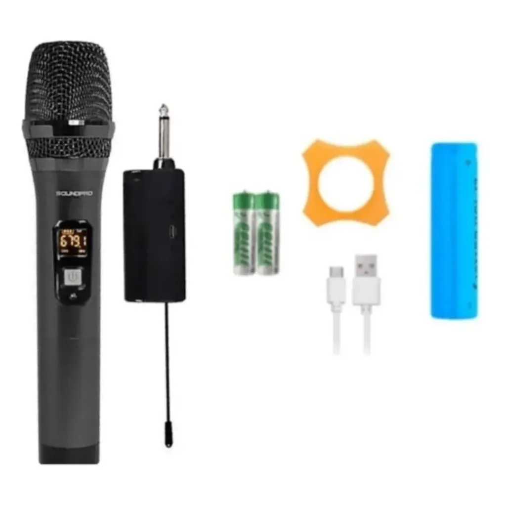 [25419] Microfone Sem Fio SoundPro AV201 Single Mao UHF