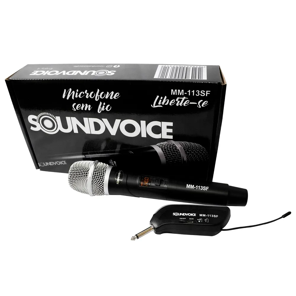 [25586] Microfone Sem Fio SoundVoice MM-113 Single Mao UHF