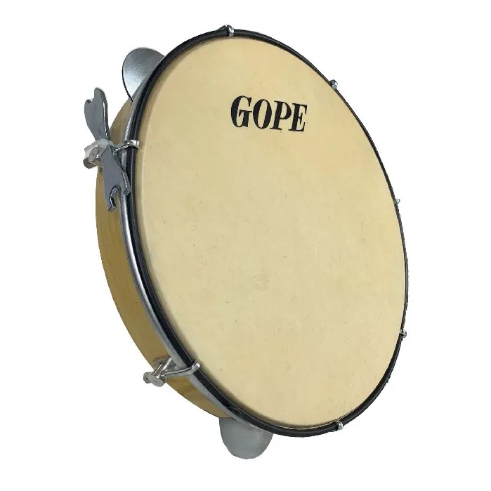 [24340] Pandeiro Gope 10 Madeira Pele Animal 631PEA