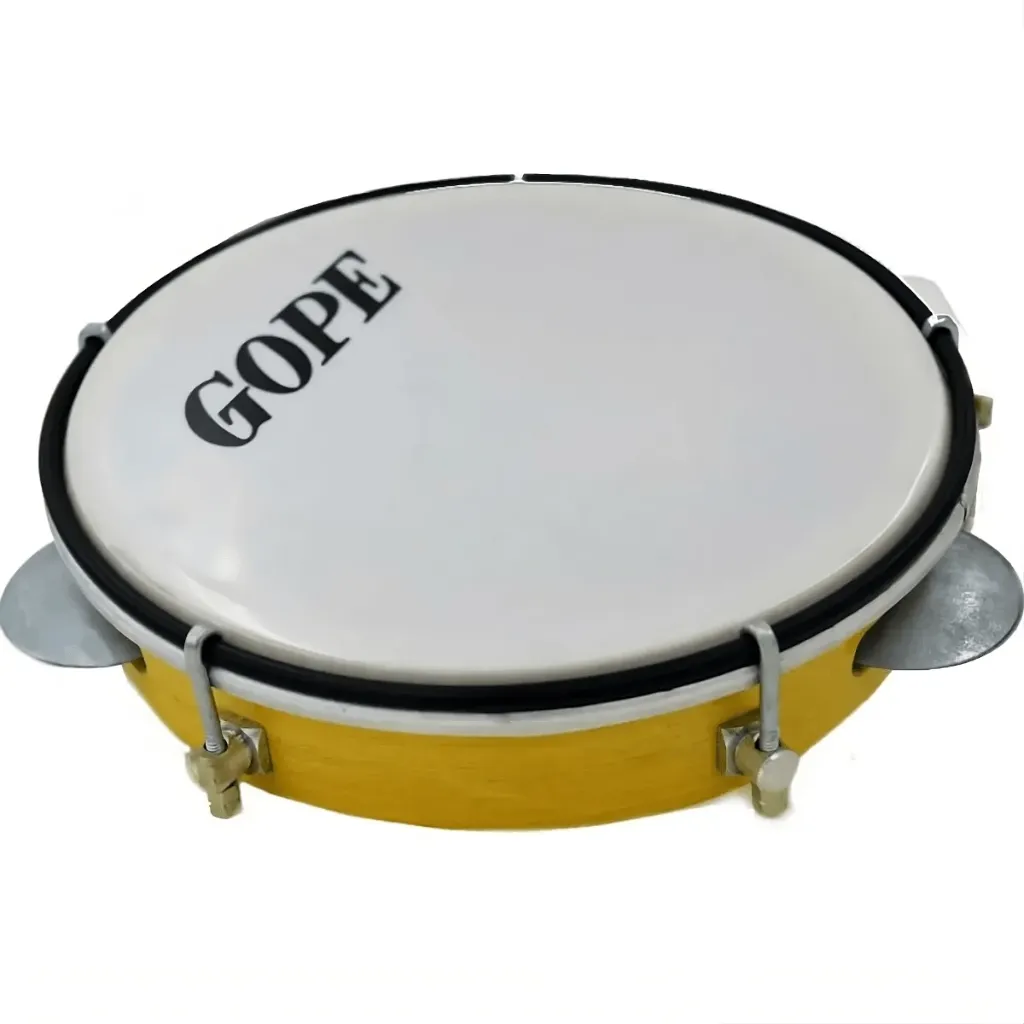 [23642] Pandeiro Gope 8 Madeira Envernizada Pele Leitosa 8 Pratinelas 628P