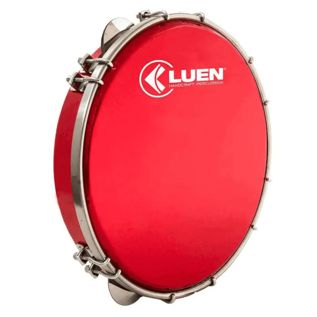 [25881] Pandeiro Luen 10 40033V/VM Formica Vermelho Pele Holografica Afinaçao Dupla