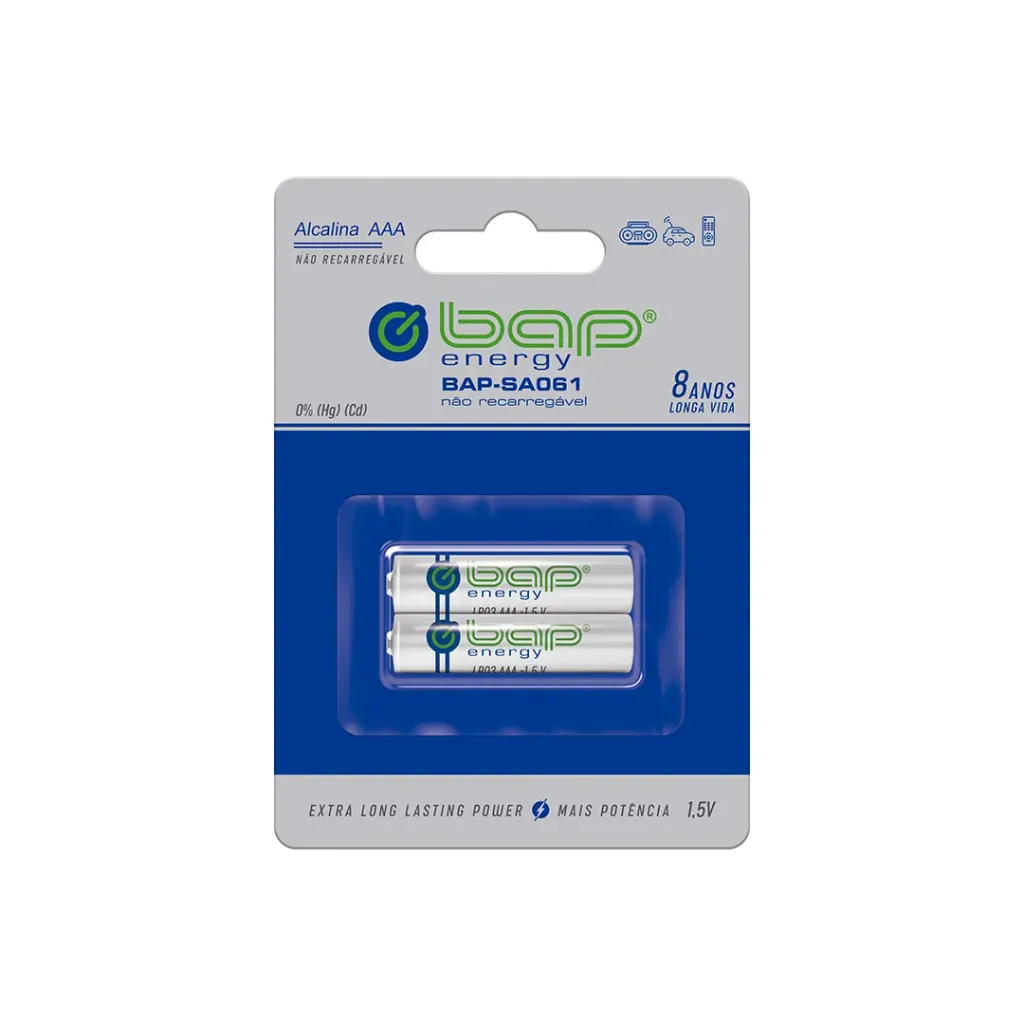 [23330] Pilha Bap AAA Alcalina 1,5V SA061 Cartela Com 2
