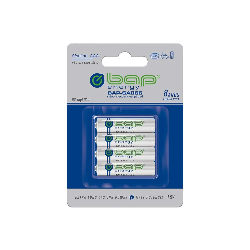 [23331] Pilha Bap AAA Alcalina 1,5V SA066 Cartela Com 4
