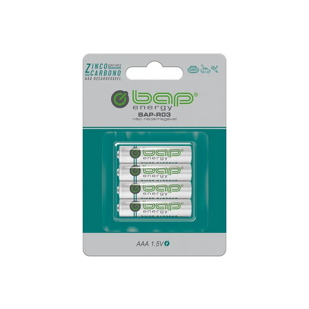 [24638] Pilha Bap AAA Zinco de Carbono 1,5V R03 Cartela Com 4