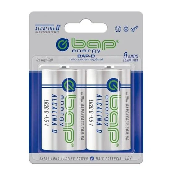 [24640] Pilha Bap D Alcalina 1,5V LR20D Cartela Com 2 (Tipo D)