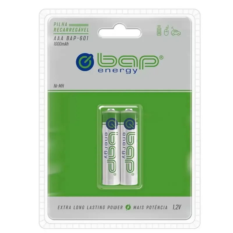 [23547] Pilha Recarregavel Bap AAA BAP601 1000mah Cartela Com 2 