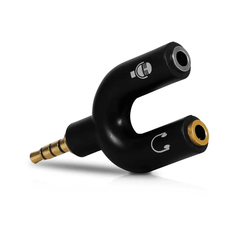 [26187] Plug Adaptador Ent 2 P2 Stereo Sai 1 P3 Stereo SoundVoice Audio Fone AP3Y