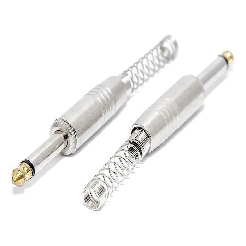 Plug P10 Metal CJA Mono Prata Com Mola Com Ponta Branca 267