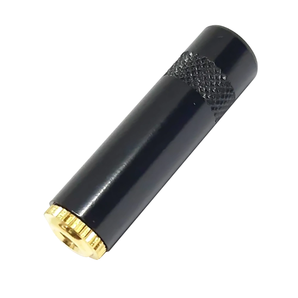 Plug P2 Femea MXT Stereo Metal Preto Com Dourado 64.1.605