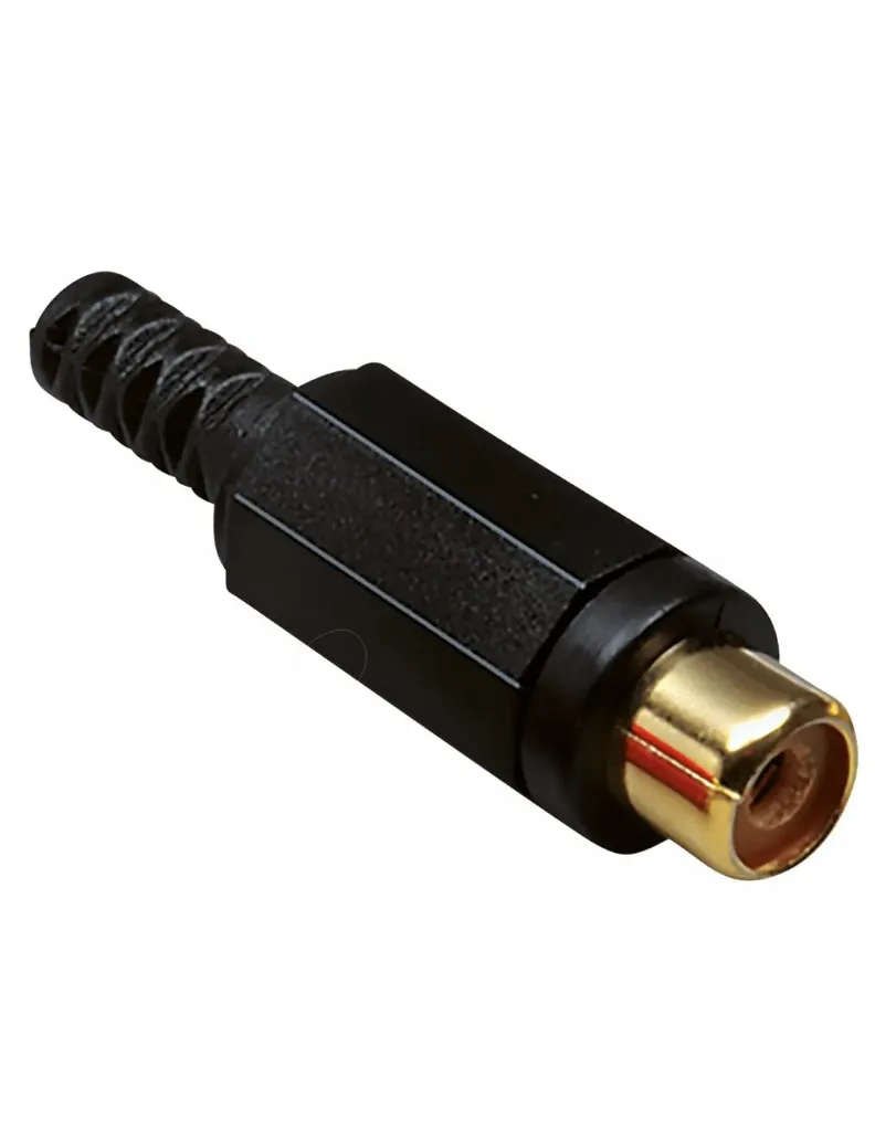 [308] Plug Rca Femea Plastico Preto/Vermelho