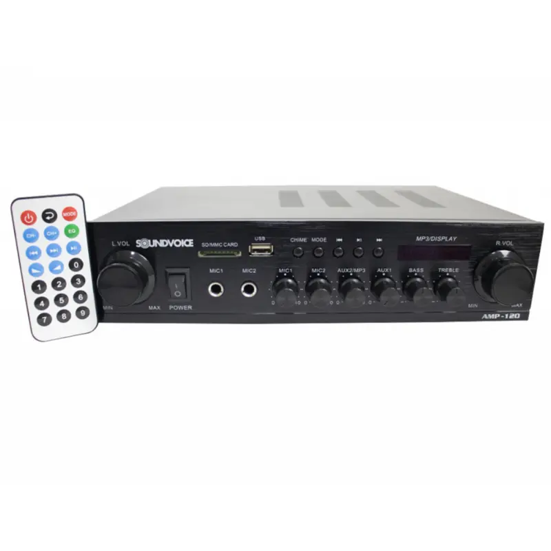 [25454] Receiver SoundVoice AMP-120BT 120W Bluetooth USB SD FM Controle Remoto
