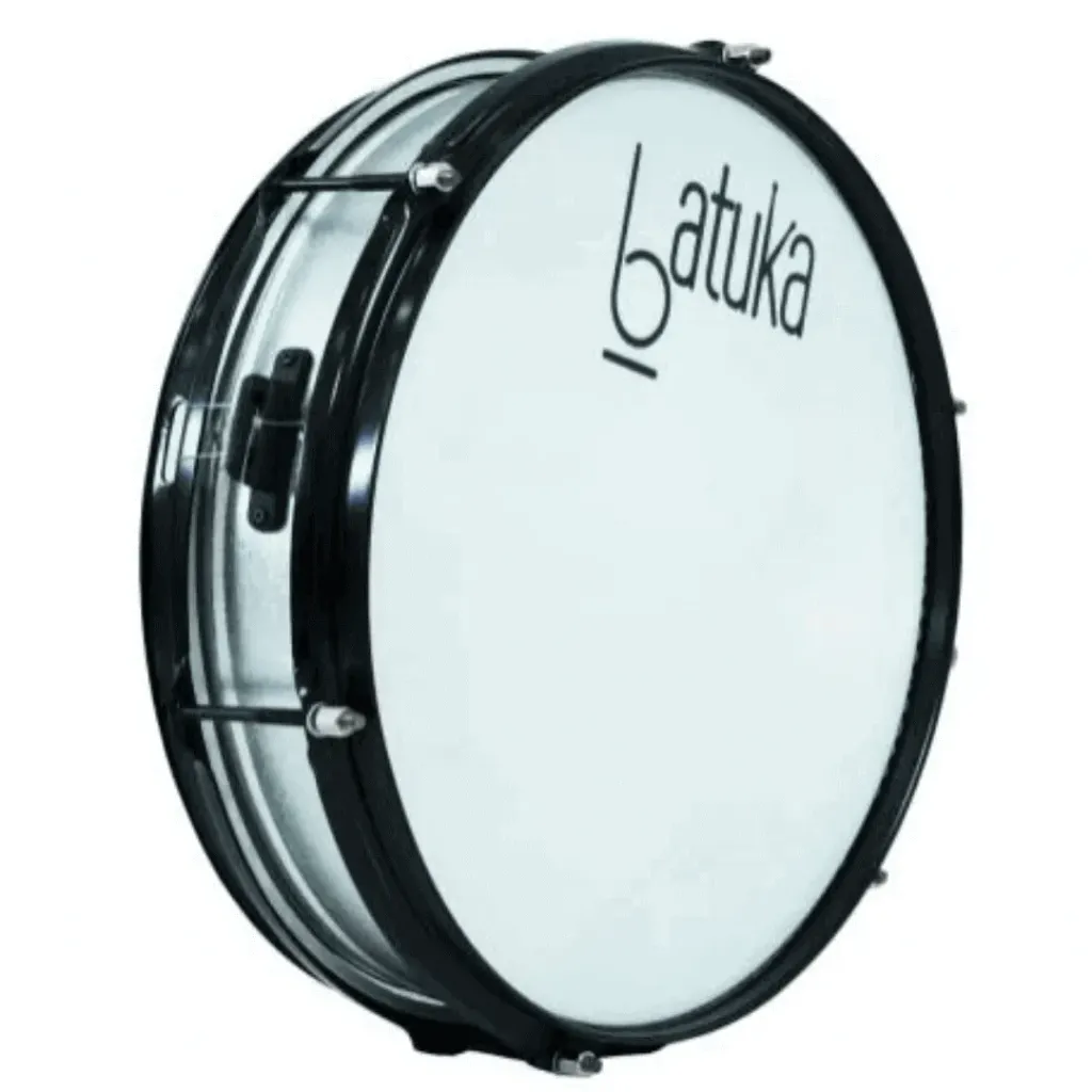[26321] Caixa Repique Luen Batuka 10x12 Alumisteel 6 Afinações Aro Chapa Preto Pele Leitosa