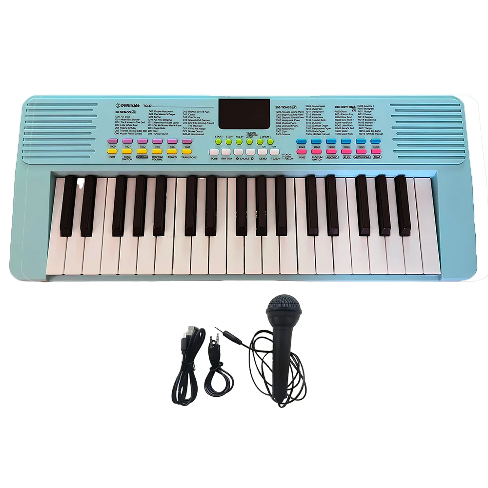 [26157] Teclado Infantil Spring Kids TCI-37 Azul 37 Teclas Com Microfone