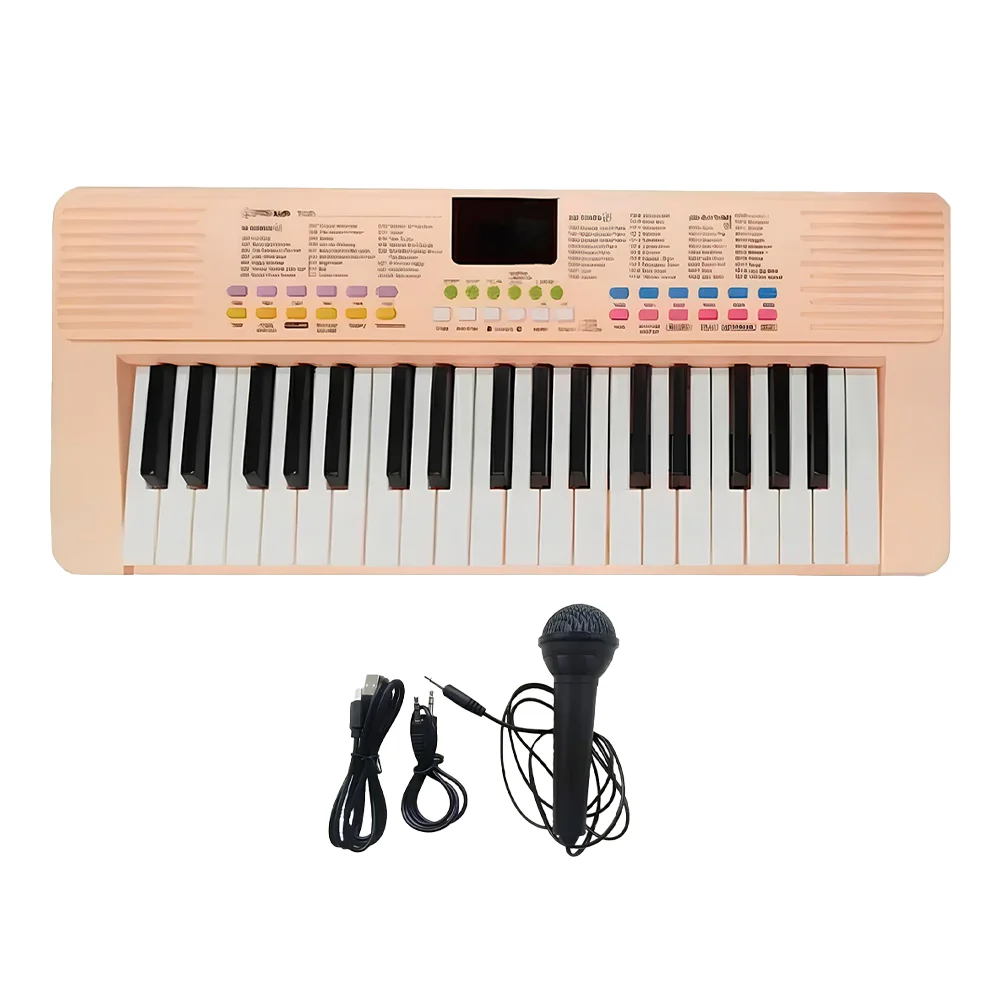 [26158] Teclado Infantil Spring Kids TCI-37 Rosa 37 Teclas Com Microfone