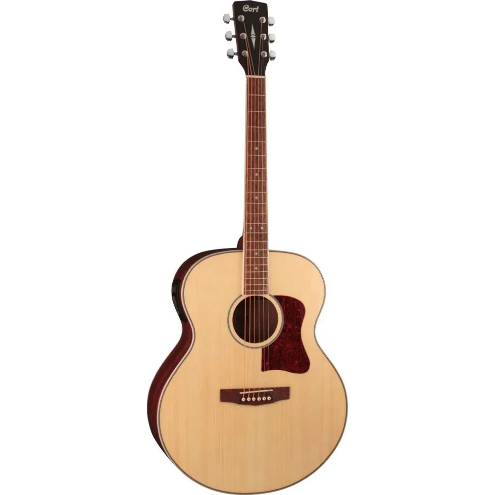 [26087] Violao Cort CJ-MEDX Jumbo Eletroacustico Aço Natural Brilhante Afinador