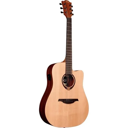Violao Lag Tramontane T70DCE CTW Folk Cutaway Eletroacústico Aço Tampo Maciço Natural Afinador