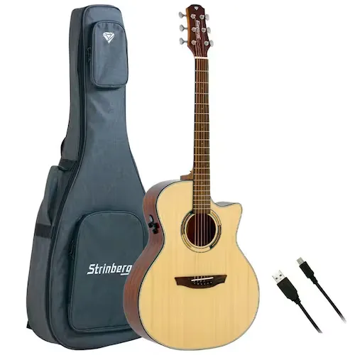 [25556] Violao Strinberg DA2SC N Diamond Artistico Cutaway Eletroacustico Aço Natural Tampo Maciço Afinador Com Bag