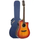 Violao Strinberg DD5SC Diamond Folk Cutaway Eletroacustico Aço CB Cherry Sunburst Tampo Maciço Com Case Afinador