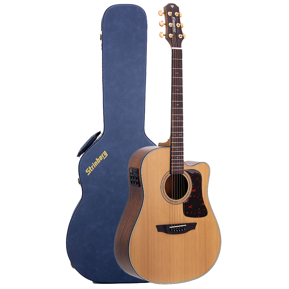 [26293] Violao Strinberg DD6SC Diamond Folk Cutaway Eletroacustico Aço NS Natural Satin Tampo Maciço Com Case Afinador