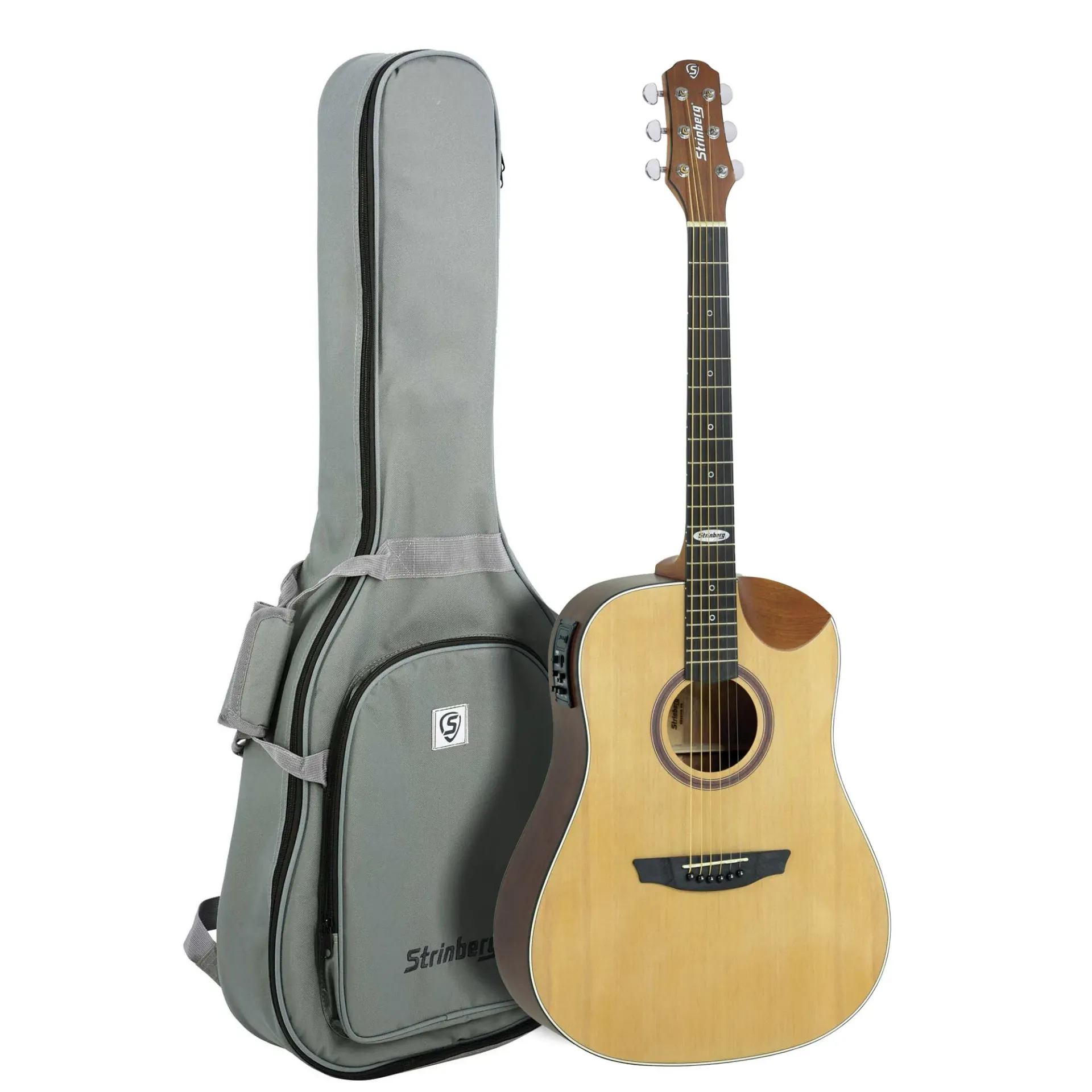 [24892] Violao Strinberg SD201HC NS Folk Half-Cutaway Eletroacústico Aço Natural Satin Fosco Afinador Com Bag