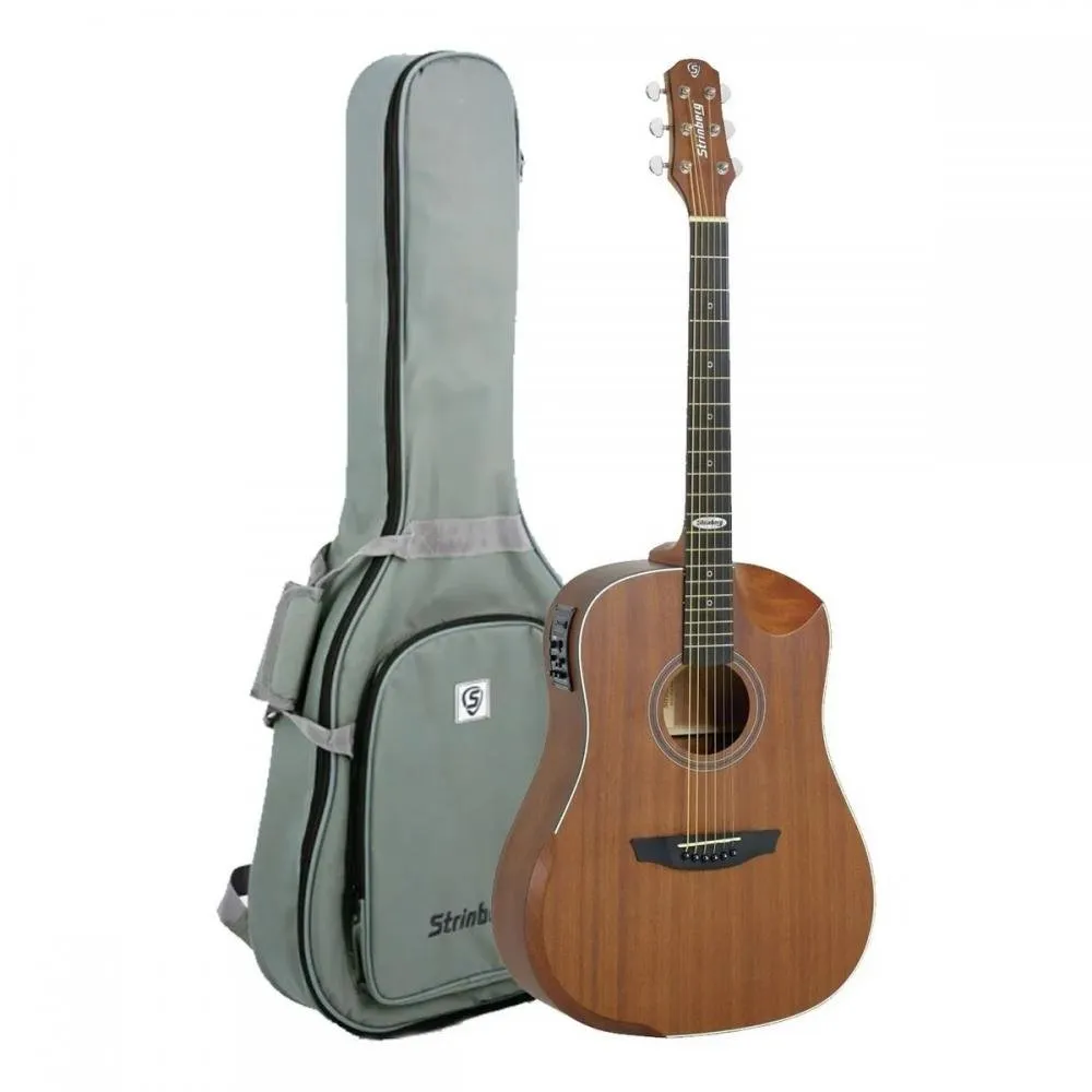 [24893] Violao Strinberg SD201HCR MGS Folk Half-Cutaway  Eletroacustico Aço Mahogany Satin (MGS) Afinador Com Bag