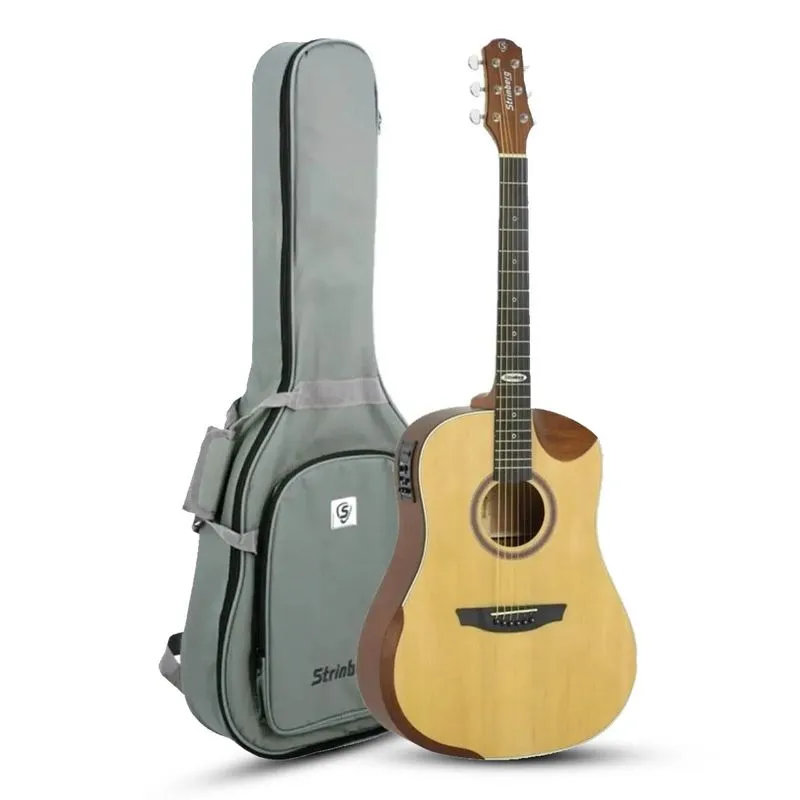 [24894] Violao Strinberg SD201HCR NS Folk Half-Cutaway Eletroacustico Aço Natural Satin Fosco Afinador Com Bag