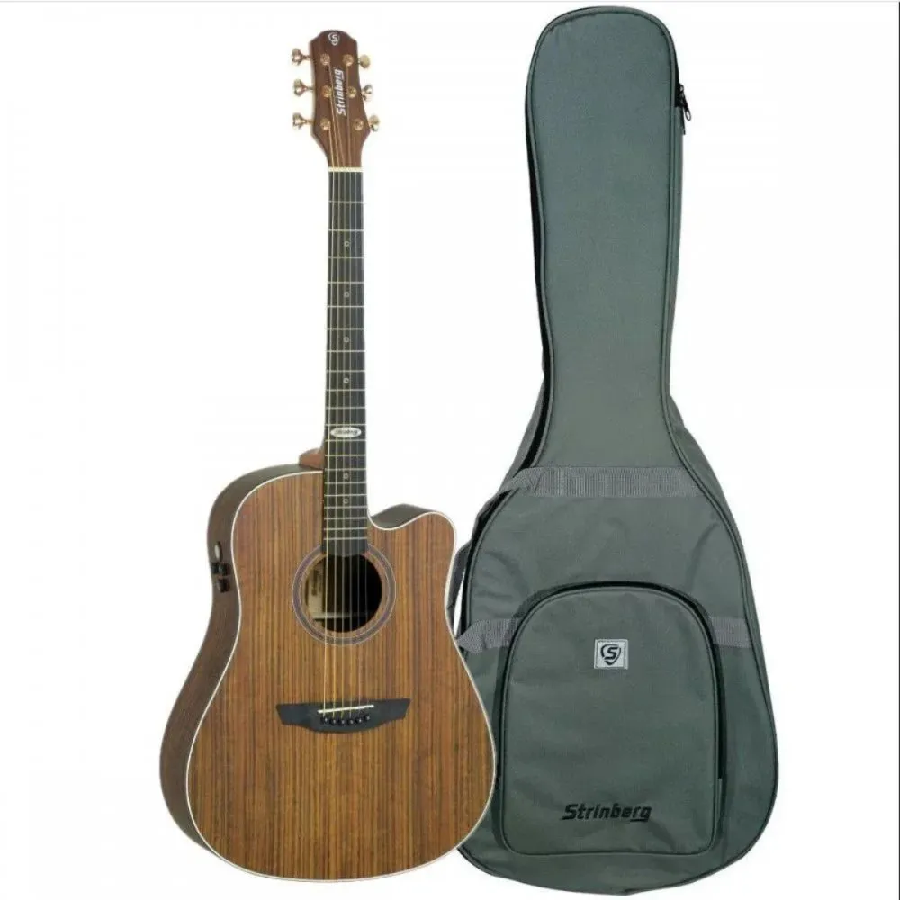 [24895] Violao Strinberg SD300C WS Folk Cutaway Eletroacustico Aço Walnut Satin Fosco Afinador Com Bag