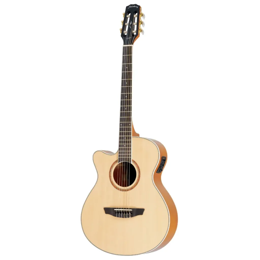 [26071] Violao Strinberg Vienna VE30C NS LH Artistico Cutaway Eletroacustico Nylon Canhoto Natural Satin Afinador 
