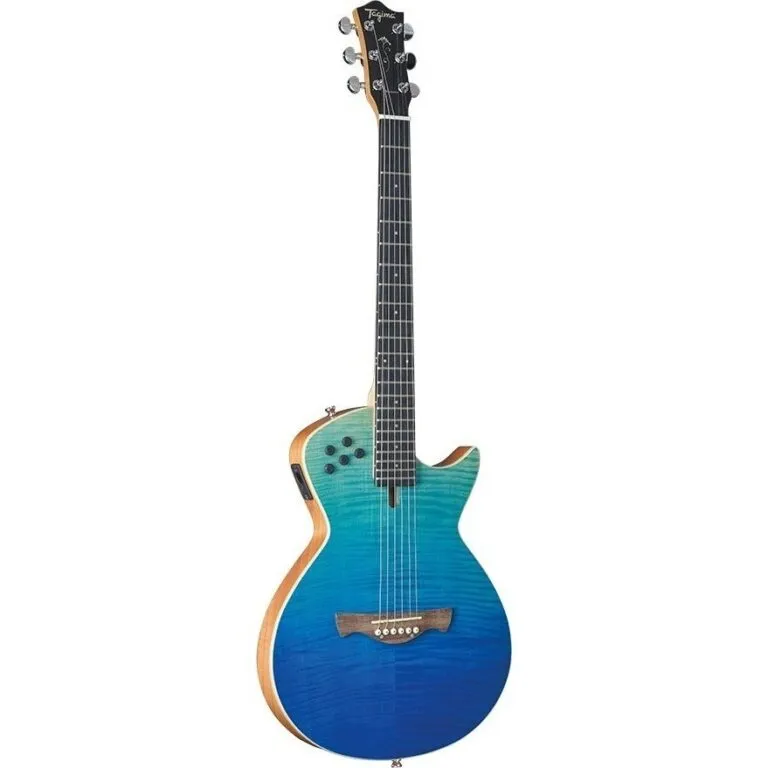 [26338] Violao Tagima Modena Steel TBLF Solido Cutaway Eletroacustico Nylon Translucid Blue Fade Afinador