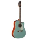 Violao Tagima Swell EQ BS Folk Cutway Eletroacustico Aço Turquoise Green Tampo Maciço Afinador