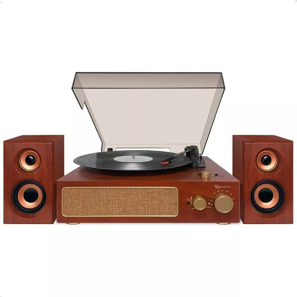 [25701] Vitrola Retro Raveo Studio Plus Maple Com 2 Caixas