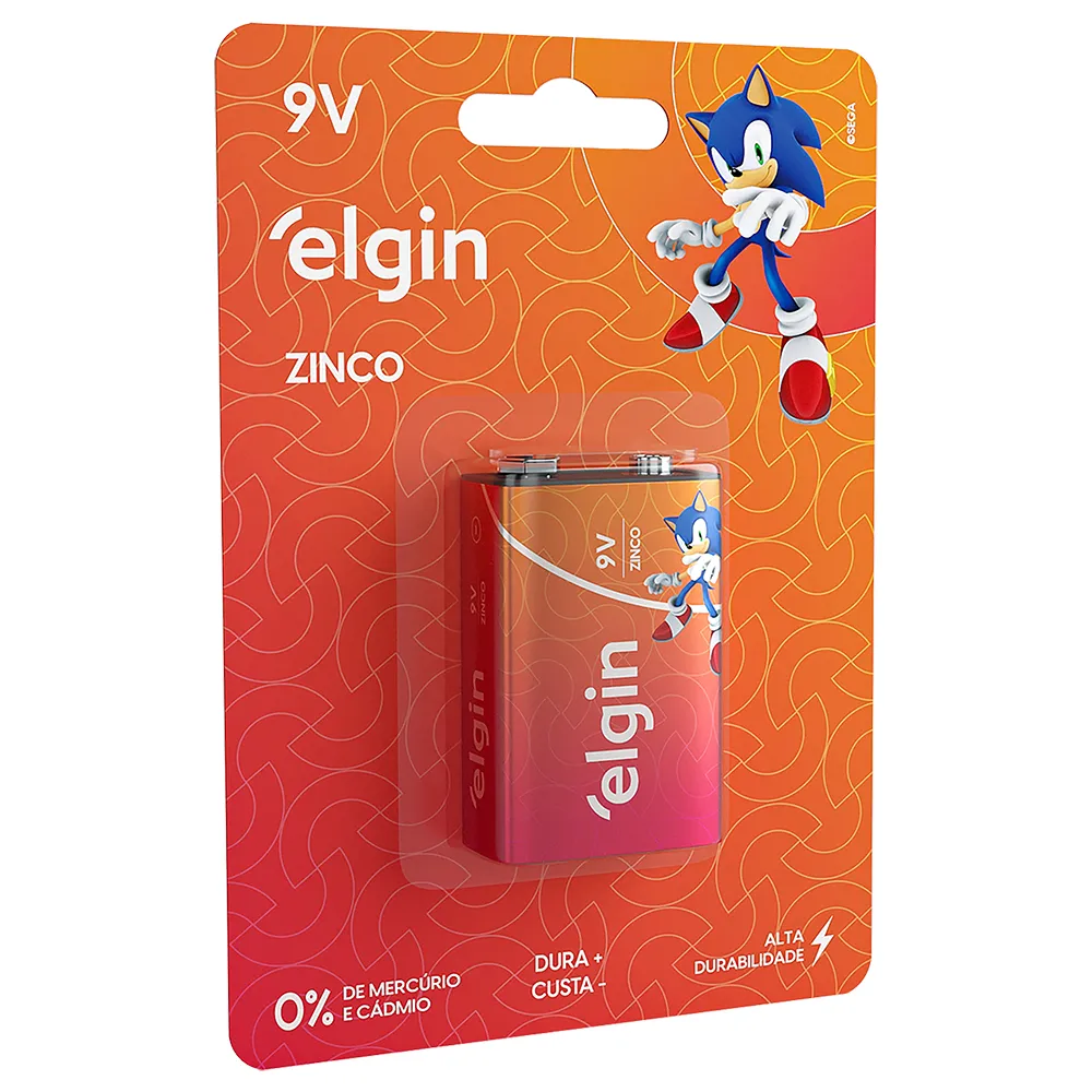 Bateria 9v Elgin 6F22 Zinco
