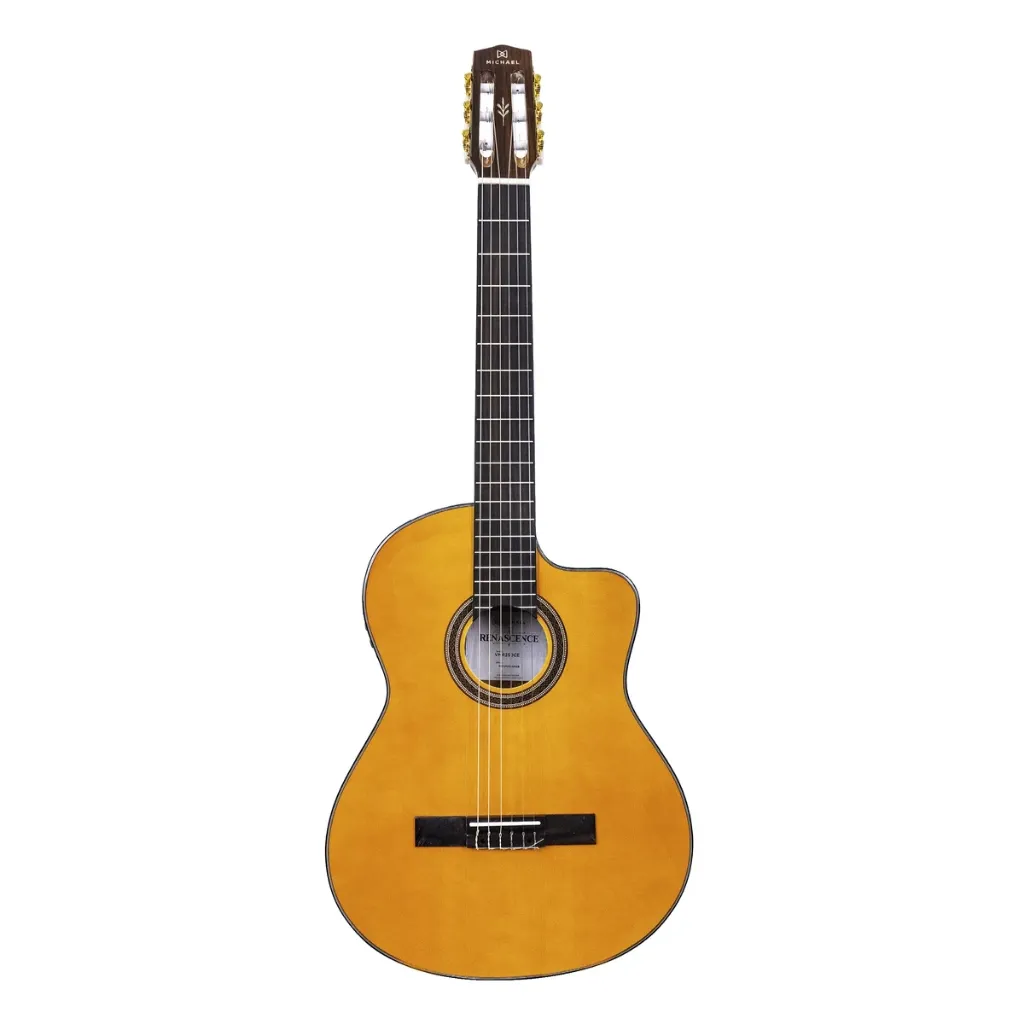 [26558] Violao Michael Renascence VMR250CE Classico Cutaway Eletroacustico Nylon Natural Afinador Com Capa