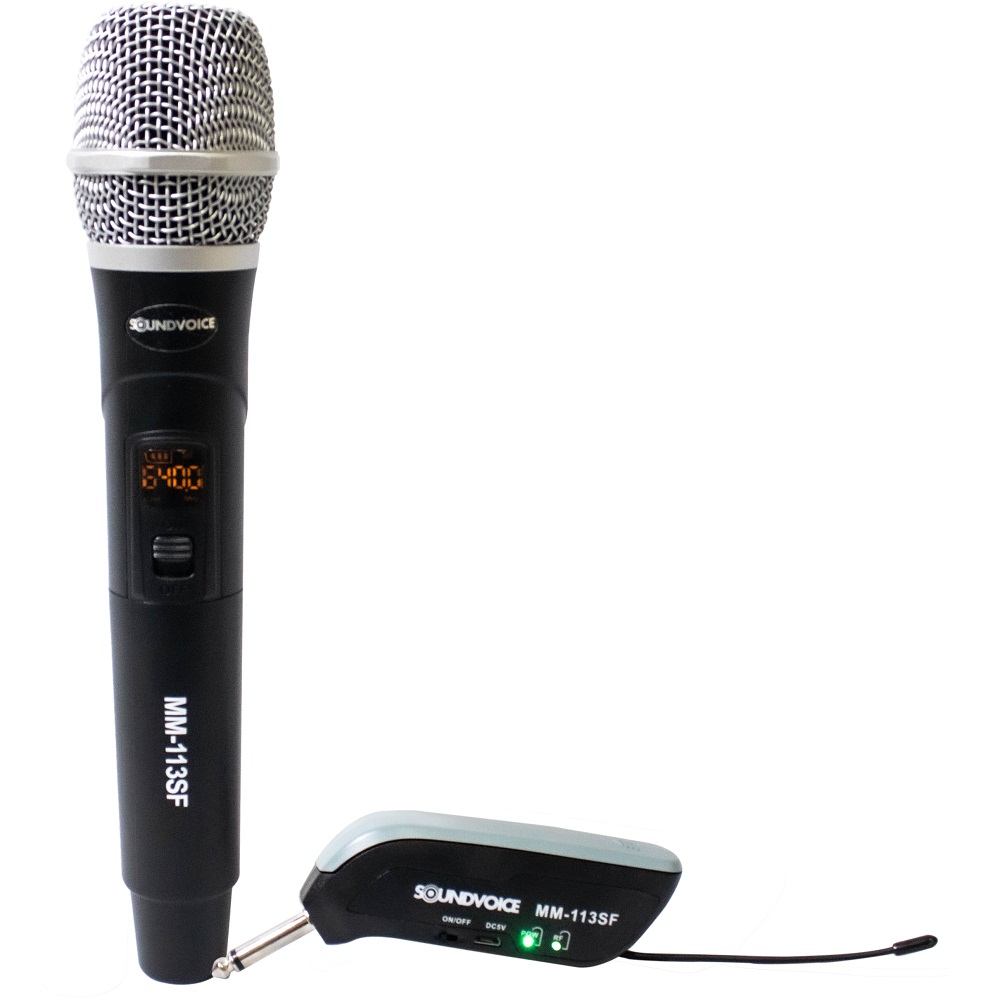 Microfone Sem Fio SoundVoice MM-113 Single Mao UHF