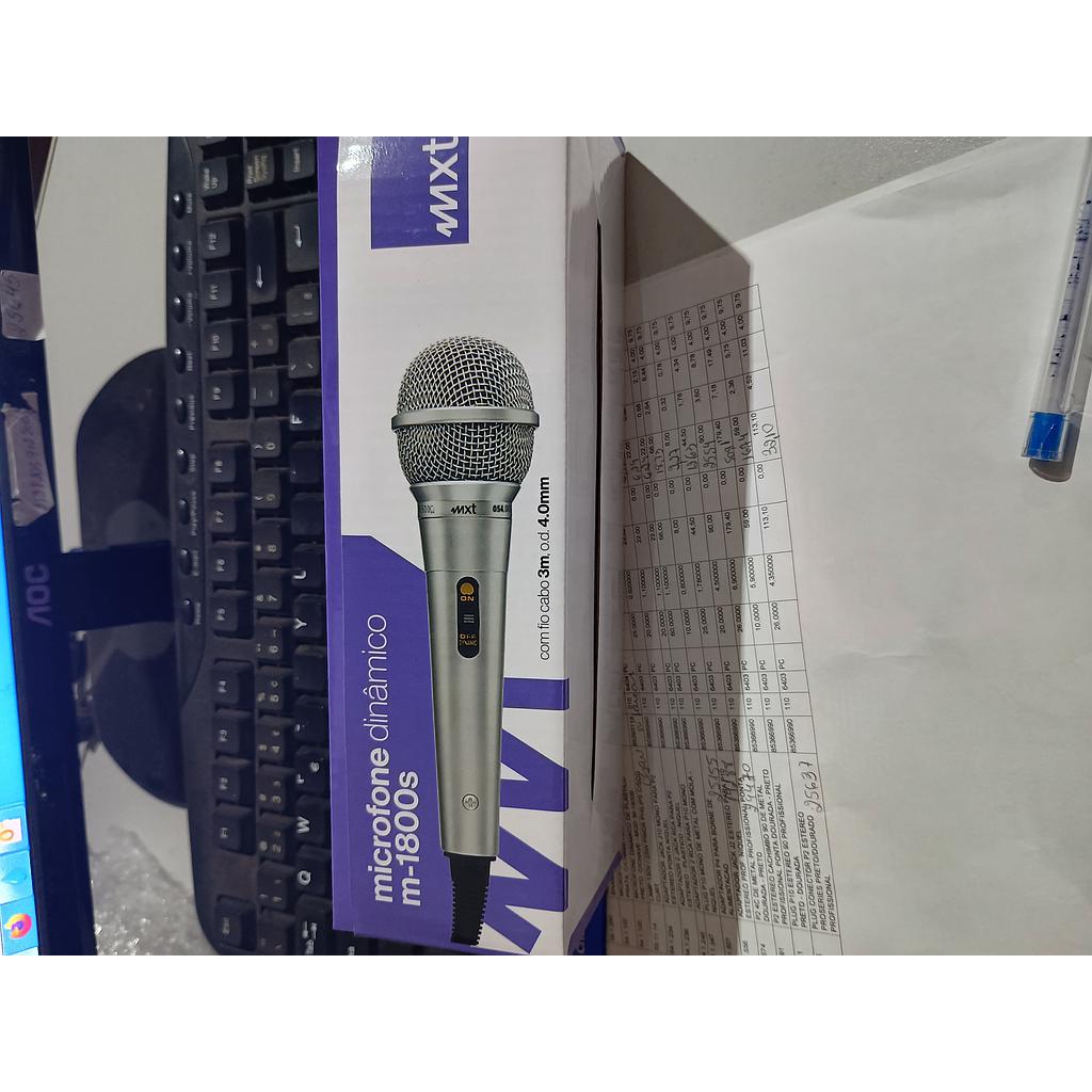 Microfone Com Fio MXT M-1800b Dinamico Preto