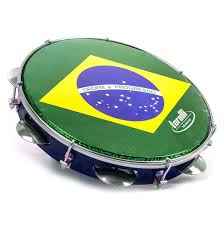 Pandeiro 10 Torelli Azul Com Pele Bandeira Do Brasil TP350Az