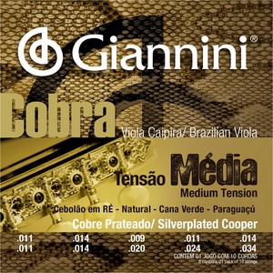 Encordoamento Viola Giannini Cobra GESVM Re Media Cobre Prateado