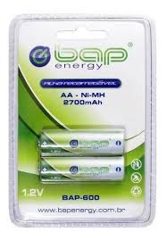 Pilha Recarregavel AA Bap 2700mah Cartela Com 2 BAP600