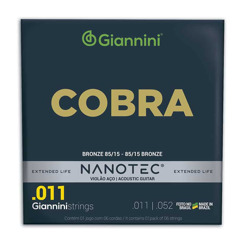 Encordoamento Violao Giannini Cobra Nanotec 011 Aço GEEFLK  Bronze 25615